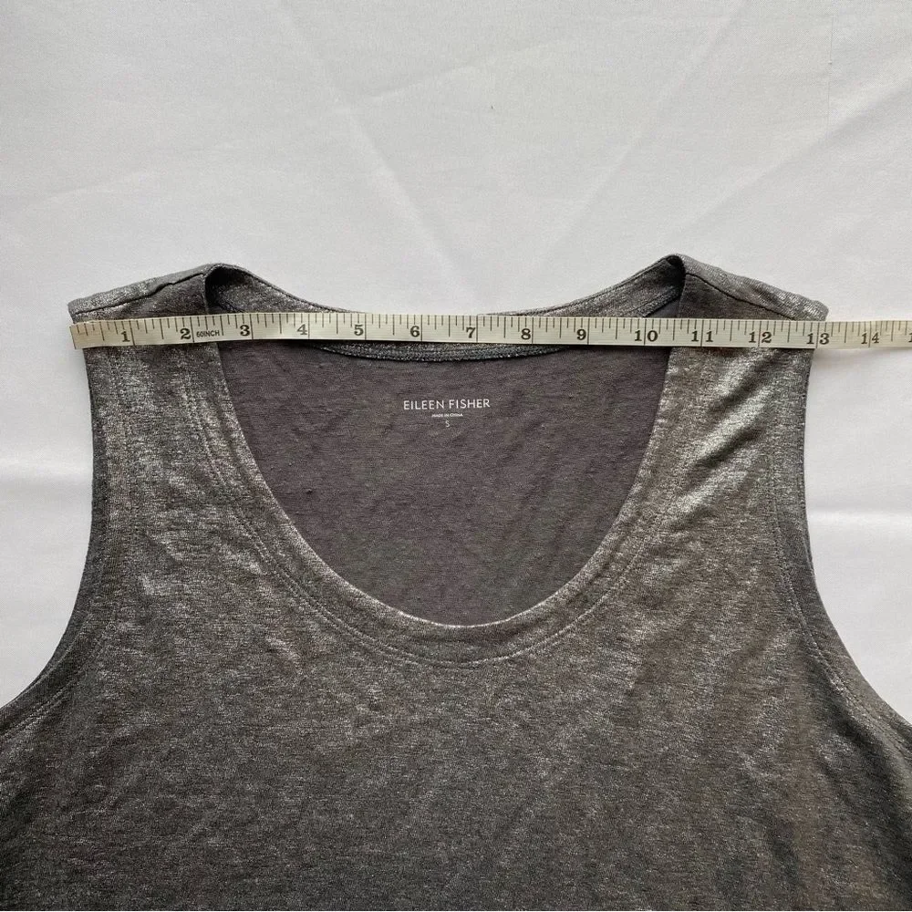 Eileen Fisher Ash Linen Jersey Shimmer Sleeveless Top Size Small - Picture 10 of 12